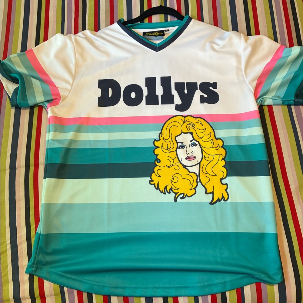 Dollcake Teal and Navy V-Neck Top